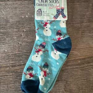 Little Blue House Snowman Crew Socks - Blue and Navy